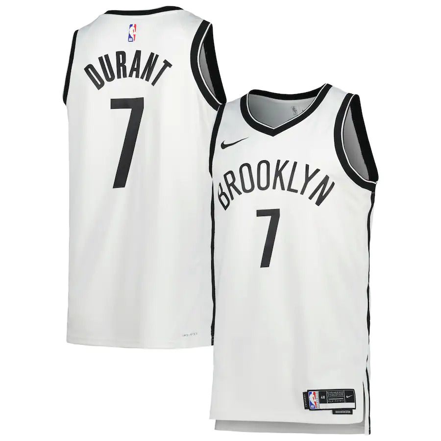 Men Brooklyn Nets 7 Kevin Durant Nike White Association Edition 2022-23 Swingman NBA Jersey